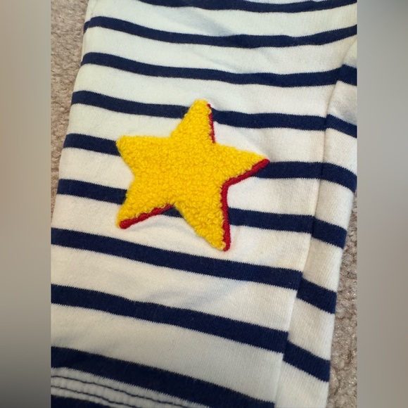 Baby Boden Navy and White Striped Pants with Fuzzy Stars! Size: 3-6M ⭐️ - Picture 3 of 5